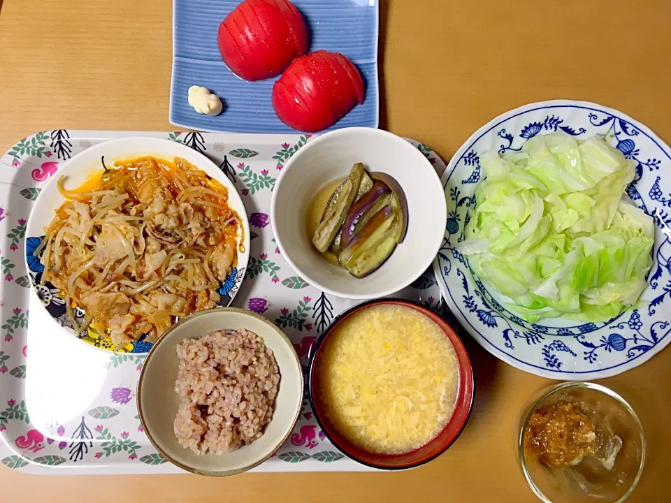 7月8日
茹でキャベツ
味噌マヨ
茄子の揚げ浸し
かきたま汁
冷やしトマト
豚バラもやしの豆板醤味噌炒め
玄米|あちゃんみんさん