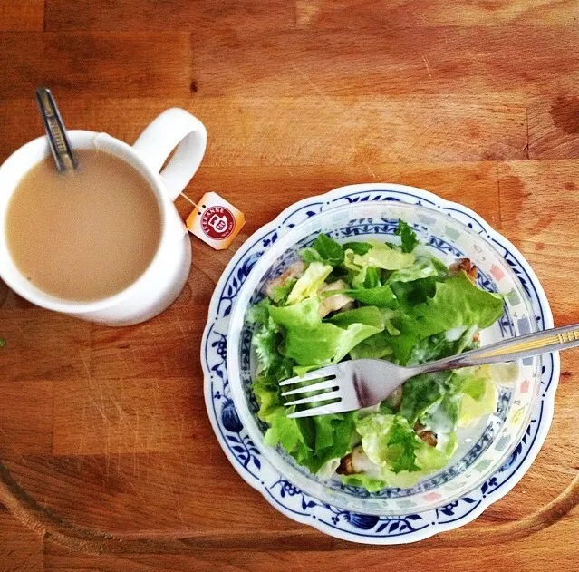 Salad & black tea with milk|sleepationさん