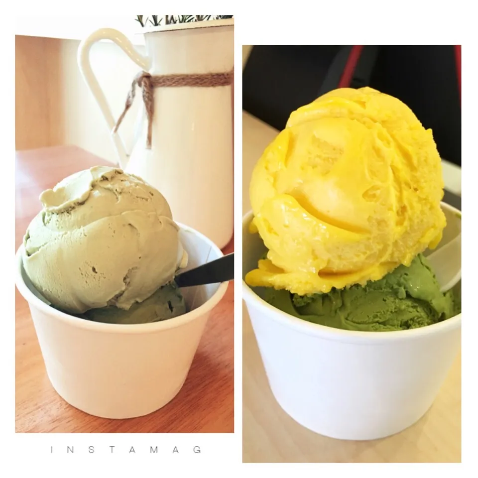 Gelato - pistachio, mango-orange and matcha|coxiella24さん