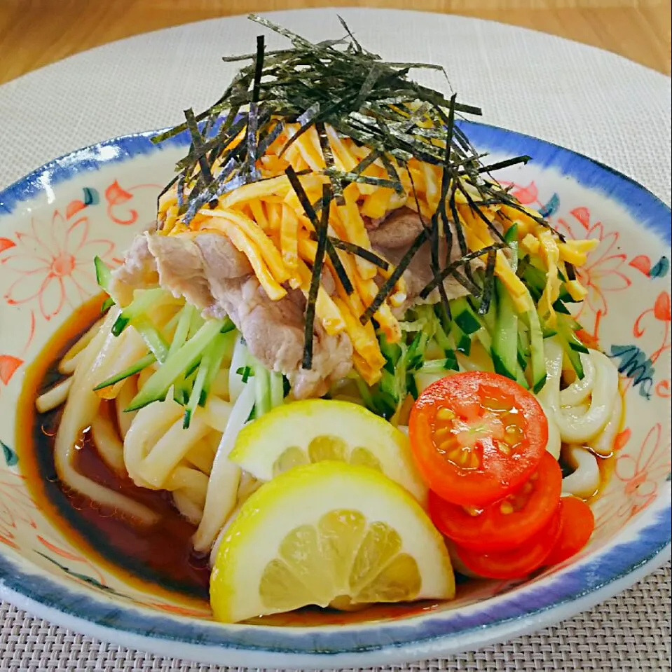 冷やし中華風🎐冷しゃぶうどん|お茶菓子さん