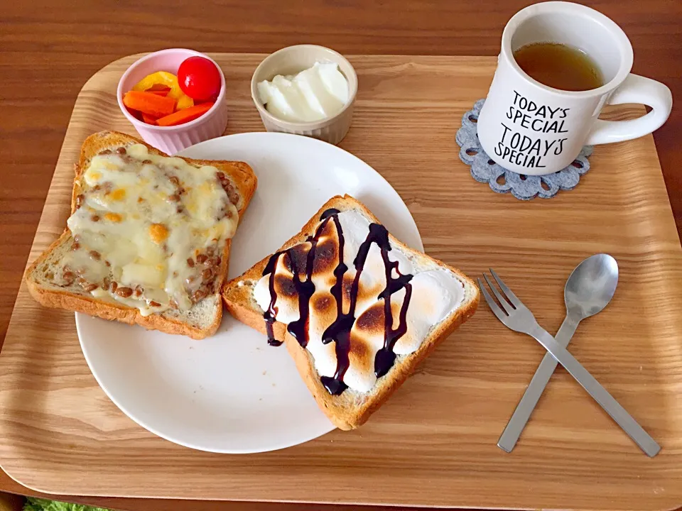 納豆トースト＊マシュマロトースト|miさん