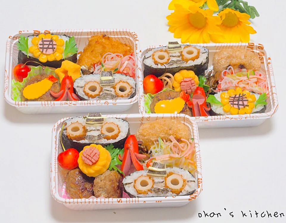 ヒゲおじさんとひまわりの
おにぎらず弁当🌻|okanさん