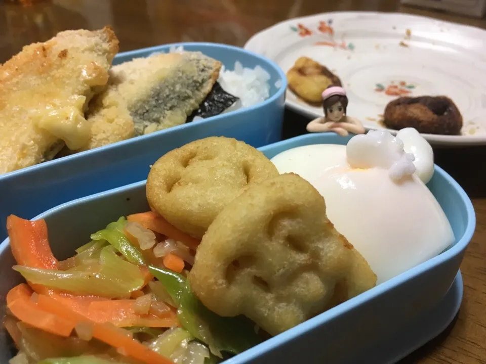 Snapdishの料理写真:大惨事（ ;  ; ）黒焦げパンマンと爆裂ゆでたまご弁当（ ;  ; ）|もっつぁさん