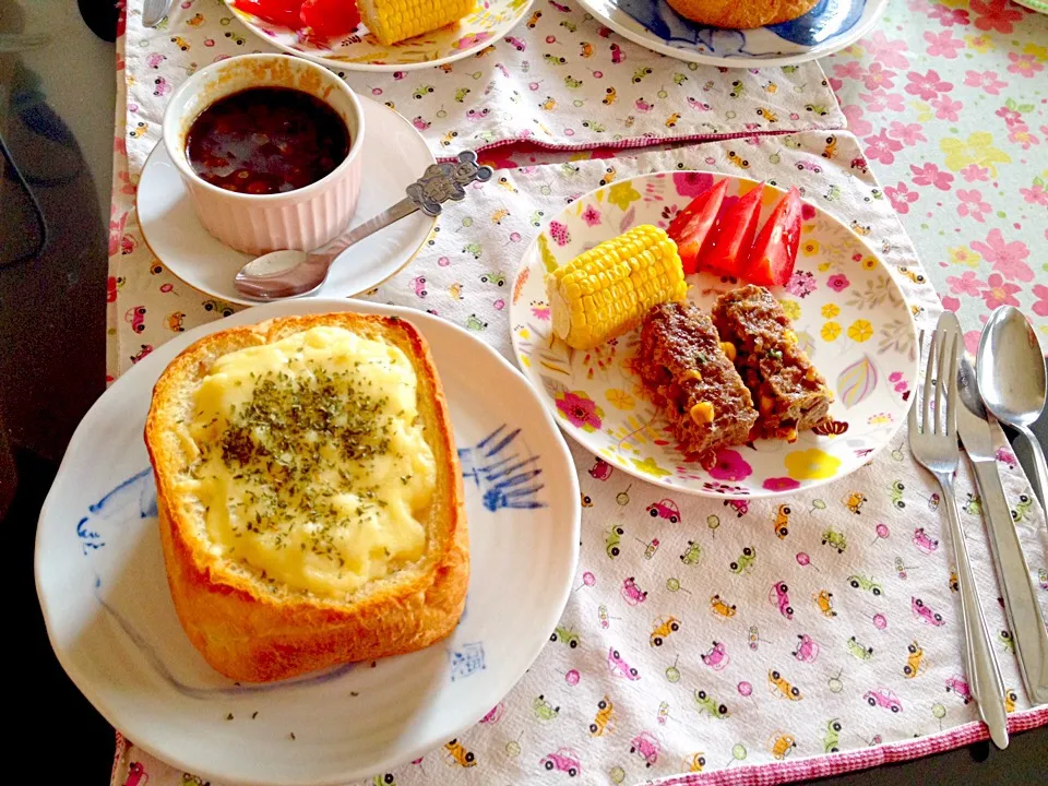 ミートローフとパングラタンのご飯|みよさん