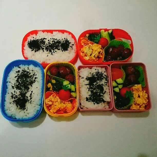 Snapdishの料理写真:7/12(火)の三人弁当🍱|ふみぃさん