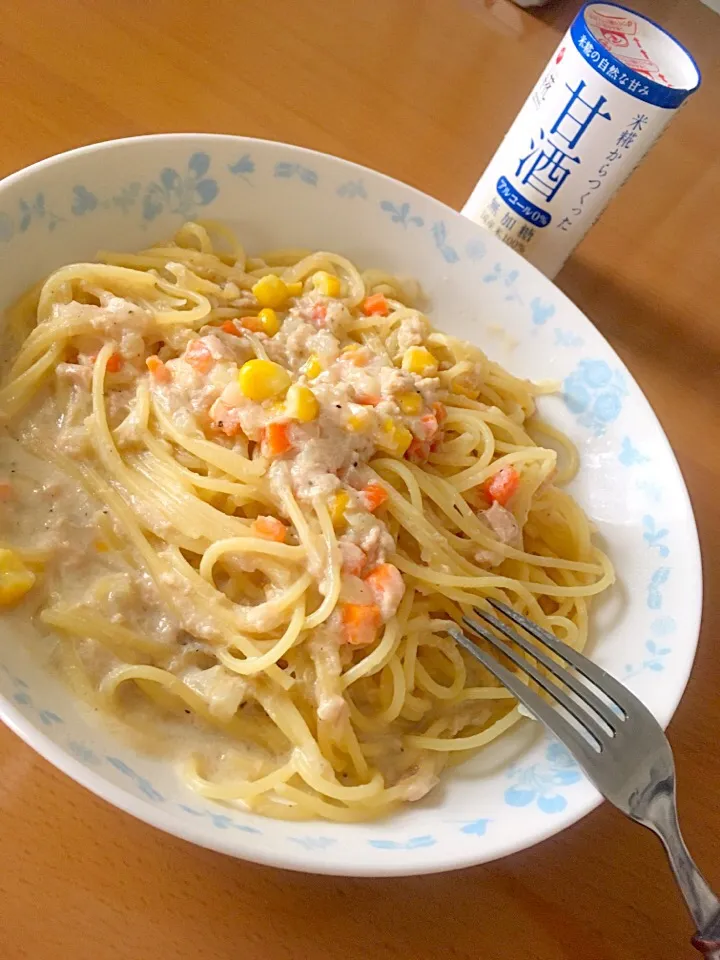 Snapdishの料理写真:甘酒を使ったツナクリームパスタ|Kasumiさん