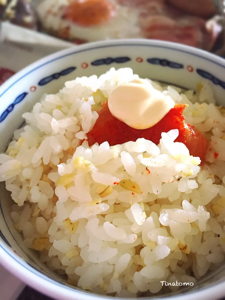 Snapdishの料理写真:明太マヨご飯！ フリーカ入りライスです！|Tina Tomoko😋さん