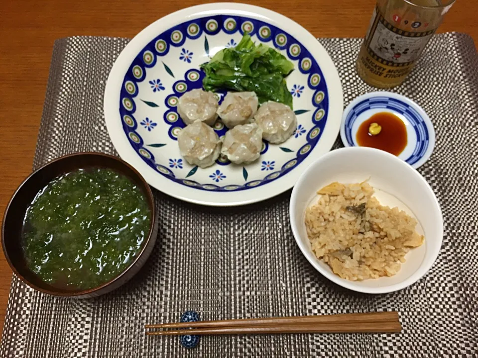 たけのこご飯、海苔味噌汁、コストコシュウマイ|hhhさん