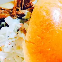 Brown sugar , balsamic pulled pork sandwiches with homemade slaw on brioche .... No words ... Delish|Lisa Nelsonさん