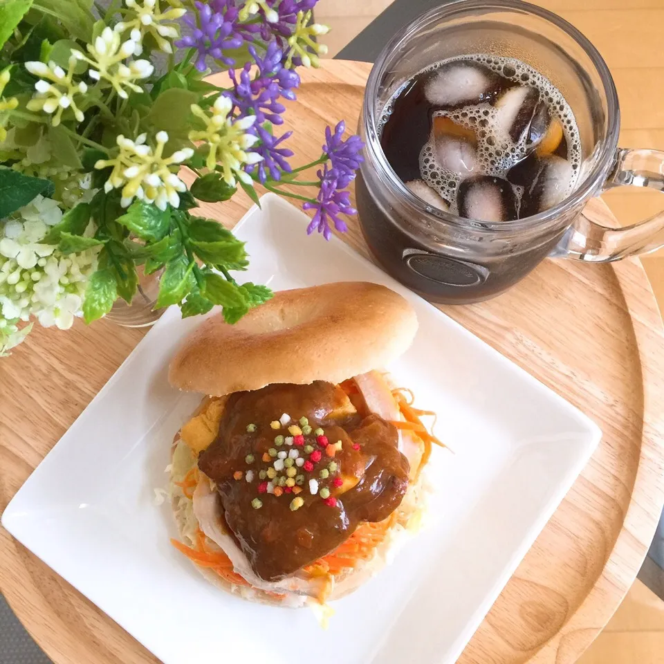 7/13❤︎蒸しチキン&卵焼きのカレーソース❤︎amoベーグルサンド
カレーで具が見えなくなってしまいました(^^;;（笑）|Makinsさん