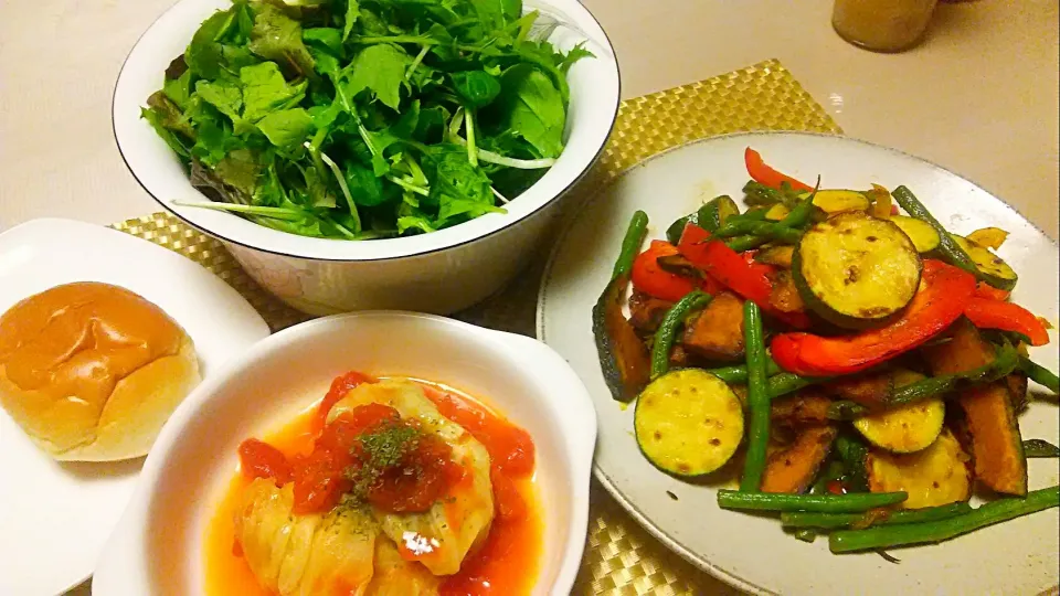 ロールキャベツ定食😋|お母の大皿さん