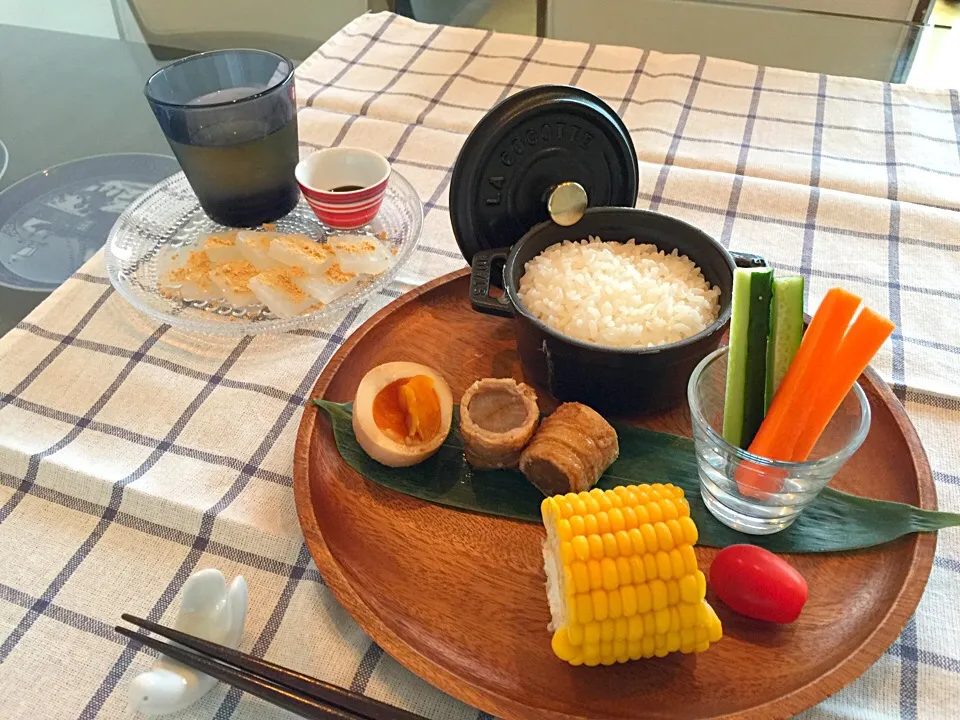 ストウブで炊きたてご飯
ごぼうの肉巻き & 味玉
わらび餅|Hitomiさん