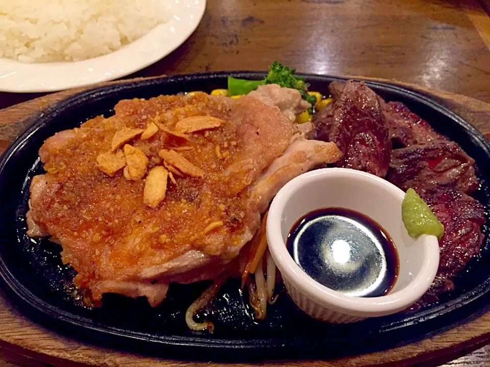 ふらんす亭のチキングリル＆ひとくちステーキセット🍖(ライス＆スープはおかわり自由♫)|nacchan♪さん