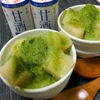 Snapdishの料理写真:甘酒きなこもち by マルコメレシピ で🍧 抹茶かき氷