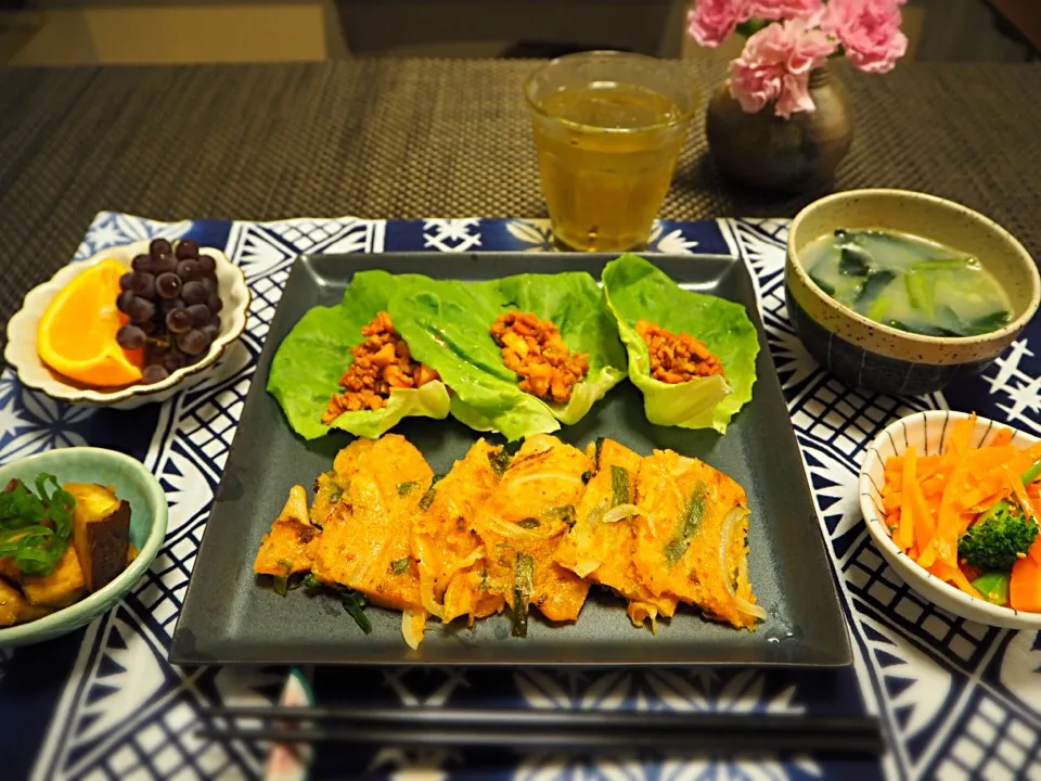 今夜は韓国風肉味噌にキムチチヂミ|はらしおりさん