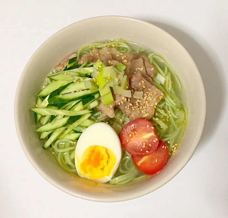 鶏ガラ塩にんにくのぶっかけグリン麺|奏 kanadeさん