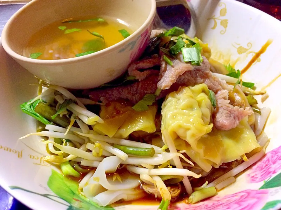 เส้นใหญแห้ง センヤイ・ヘン きしめんのような幅広米麺スープなし@ที่กรุงเทพฯ バンコクの屋台|akiさん