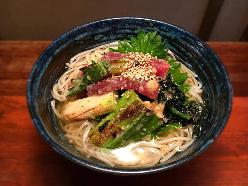 埼玉泥ねぎと鮪のぬたそうめん2|半田手延べそうめんの店 阿波や壱兆さん