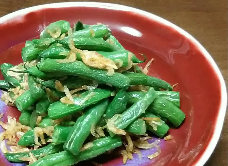 いんげん豆と干し海老の炒めもの😋|あらいぐまのしっぽさん