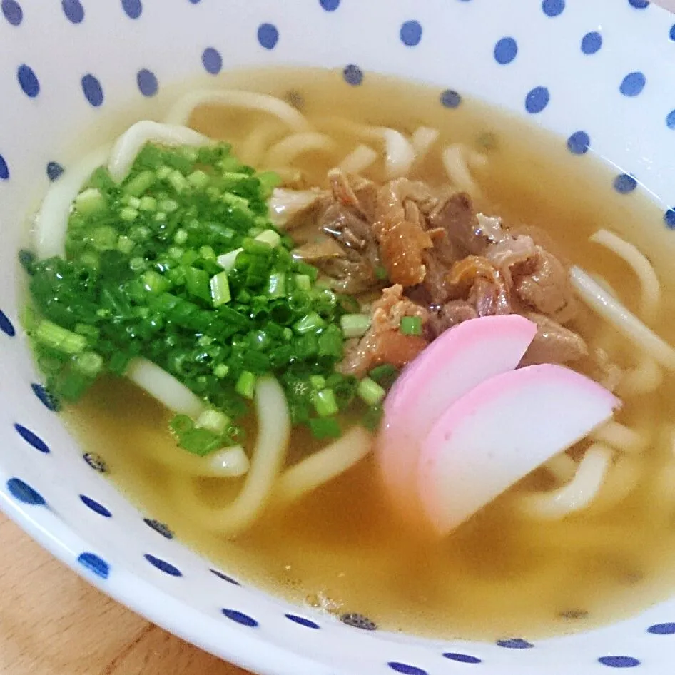 Snapdishの料理写真:東京シャモde折尾のかしわめしからぁのうどん|mi_neneco♪さん