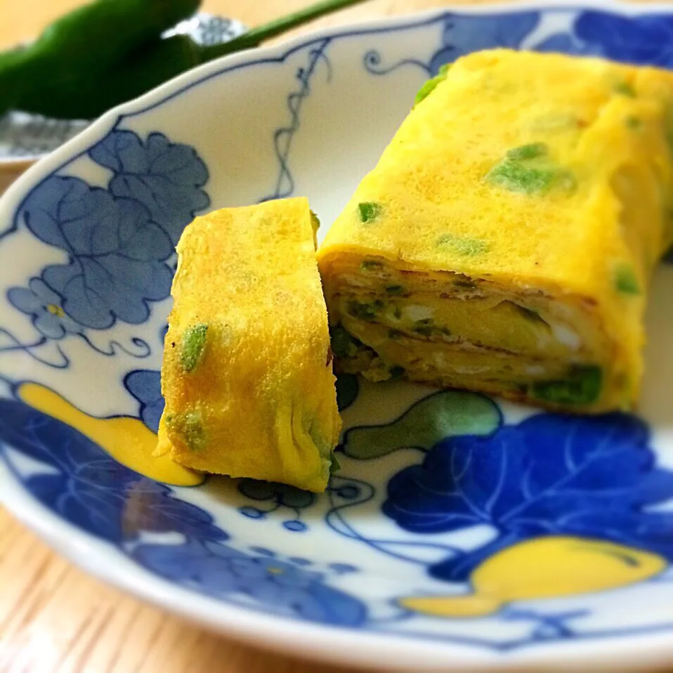 青唐辛子の出し巻き玉子／Japanese Rolled Omelette with Green Chili|angiee♡さん