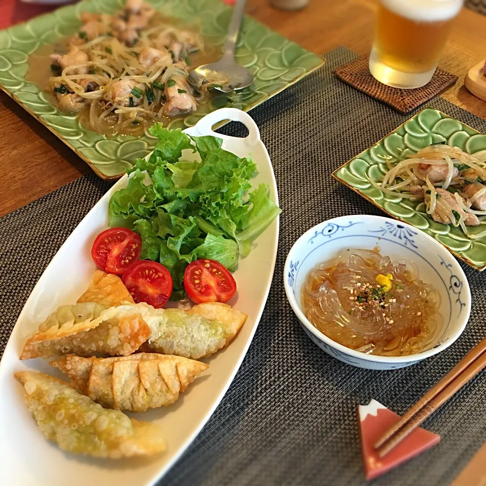 揚げ餃子／サモサ風
鶏もも肉とニラ、もやしのナンプラー炒め
ところてん|𓇼 Ⓢ Ⓗ Ⓘ Ⓝ Ⓞ Ⓑ Ⓤ 𓇼さん