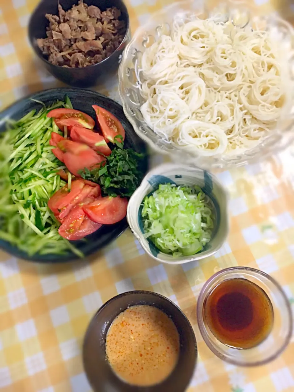 冷やし坦々つけそうめん|かびごんさん