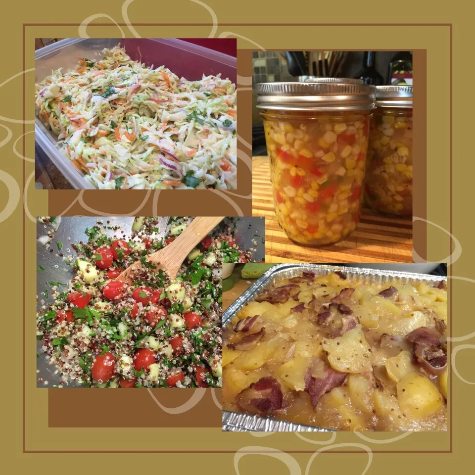 Sides for the Bbq. Corn Relish, Cole slaw, German Potato Salad and Wuinoa Tabbouleh|Kkartsさん