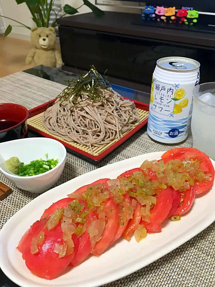 冷やしトマト✨ざる蕎麦😊✨|ゆかりさん