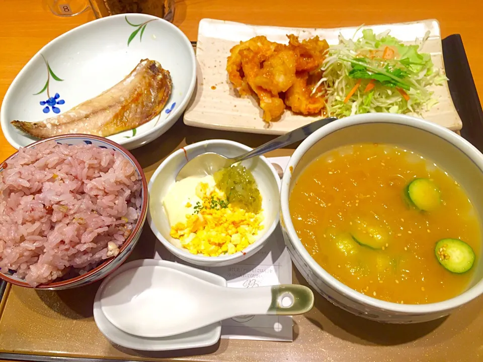 冷や汁とチキン南蛮定食|yさん