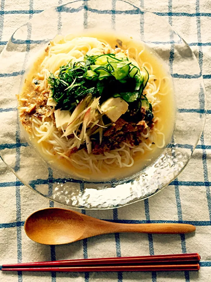 サヴァ缶で簡単冷汁素麺|Shiho Nakayamaさん