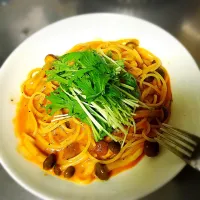 きのこのトマトクリームソースパスタ🍝|みさちんキッチンさん