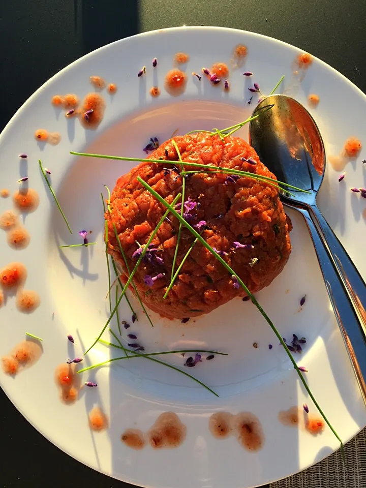 Snapdishの料理写真:400g homemade Beef Tartar with lavender and chili sauce|Aliceさん