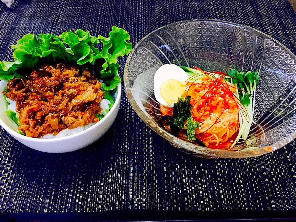 ビビン麺と焼肉丼^_^|るみさん