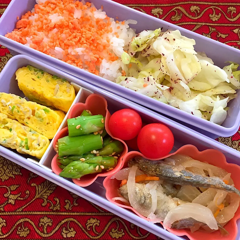 鯵の南蛮漬けと鮭フレークご飯弁当|もえさん