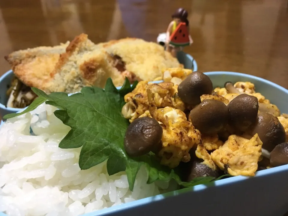 鮭かつときのこの卵綴じと大根高菜炒め
、、何か高カロ気味(￣▽￣)|もっつぁさん