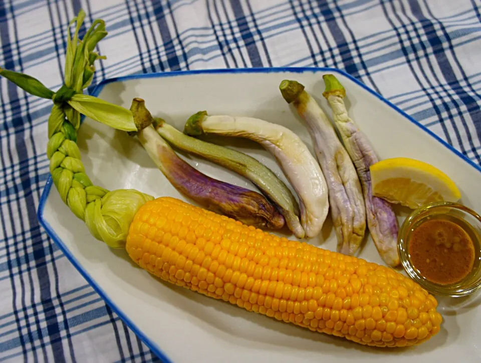 レンチンしただけ茄子と玉蜀黍
茄子はアンチョビソースで|pigronaさん