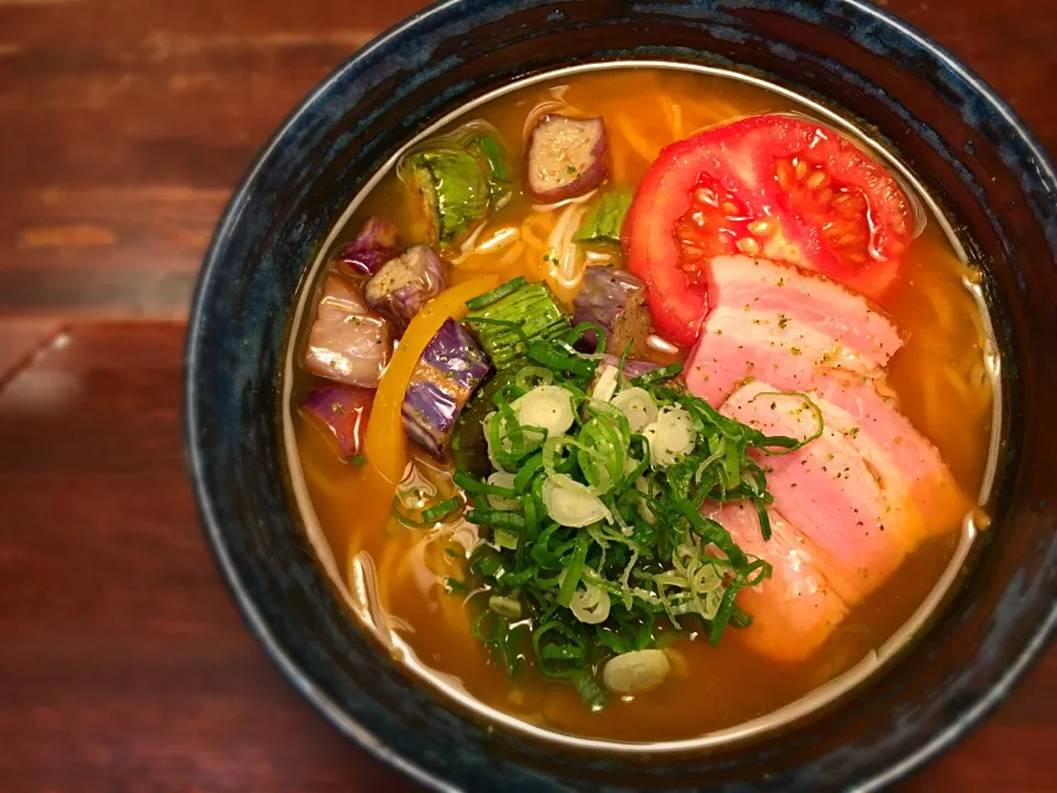 揚げ茄子とベーコンの出汁カレーそうめん3|半田手延べそうめんの店 阿波や壱兆さん