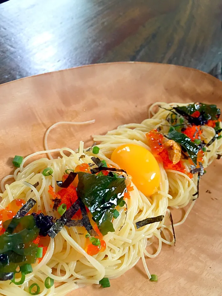 Cold Angel Hair Pasta with Ikura and Ebiko|Cloudy Gさん