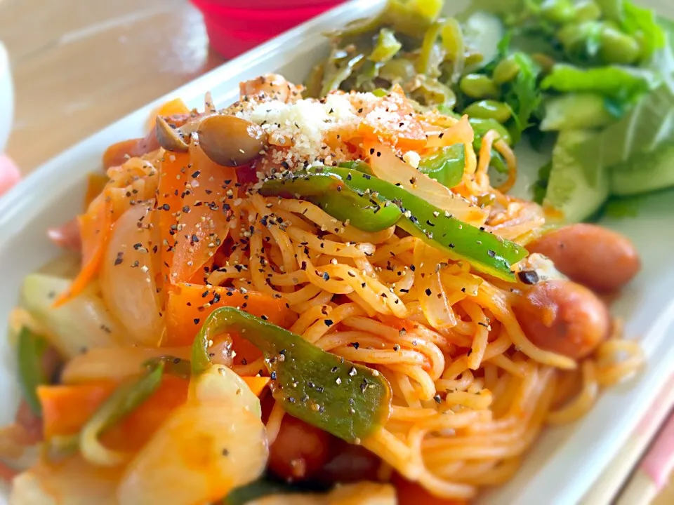 実は焼きそば麺🍝ナポリタン|かわちさん