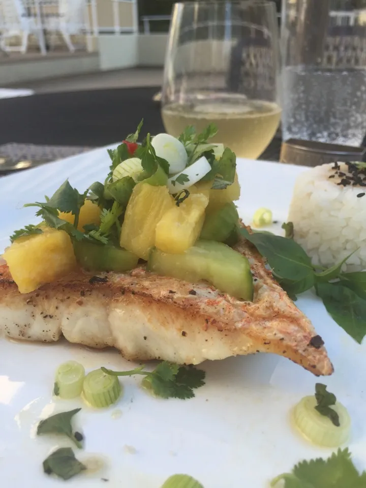 Seared Red Snapper with a Pineapple Cucumber Relish|Christine pavelkaさん