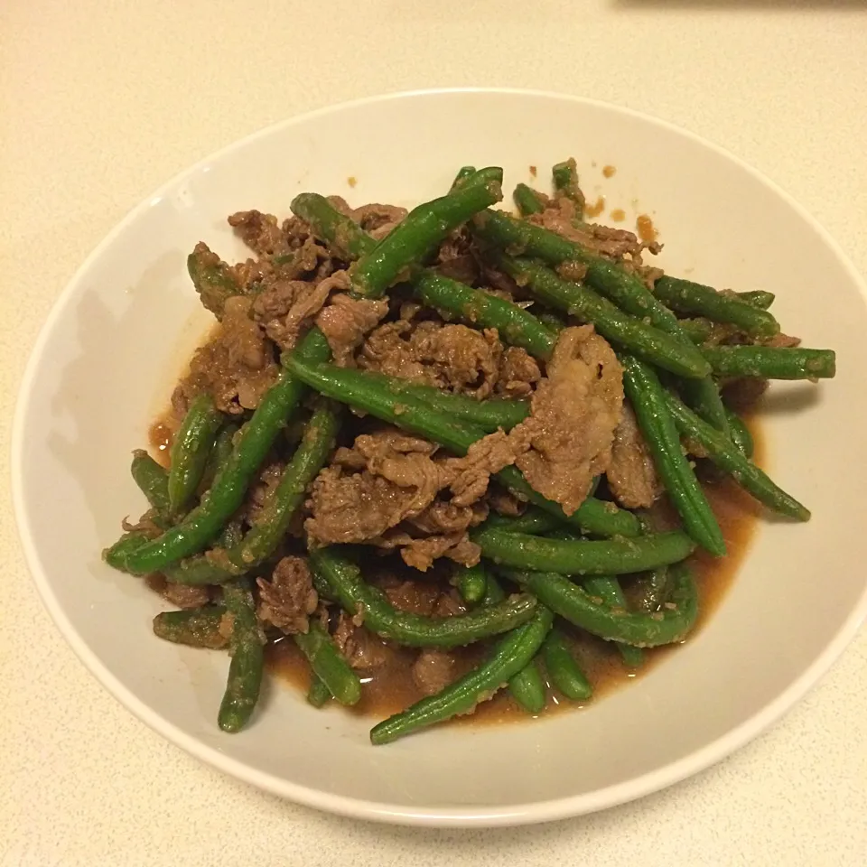 いんげんと牛肉の炒め物|なおさん