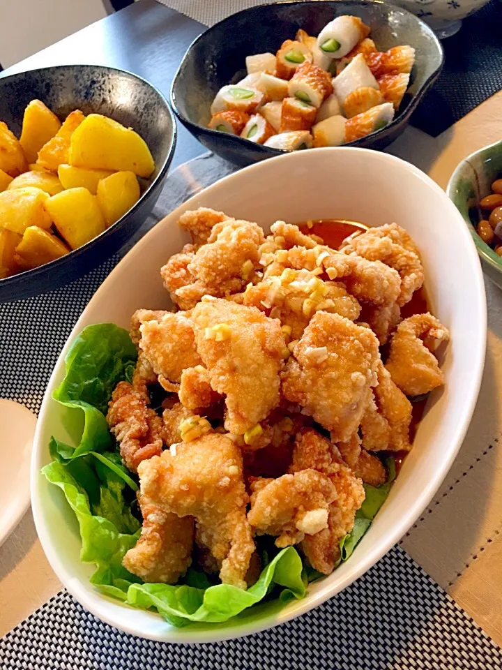 ひかりママさんの料理 鮭竜田揚げに~またまたいつもの油淋鶏タレ~😂
今日はお魚メインの夕飯です(ง ´ω｀)ว ～♪|kiyoさん