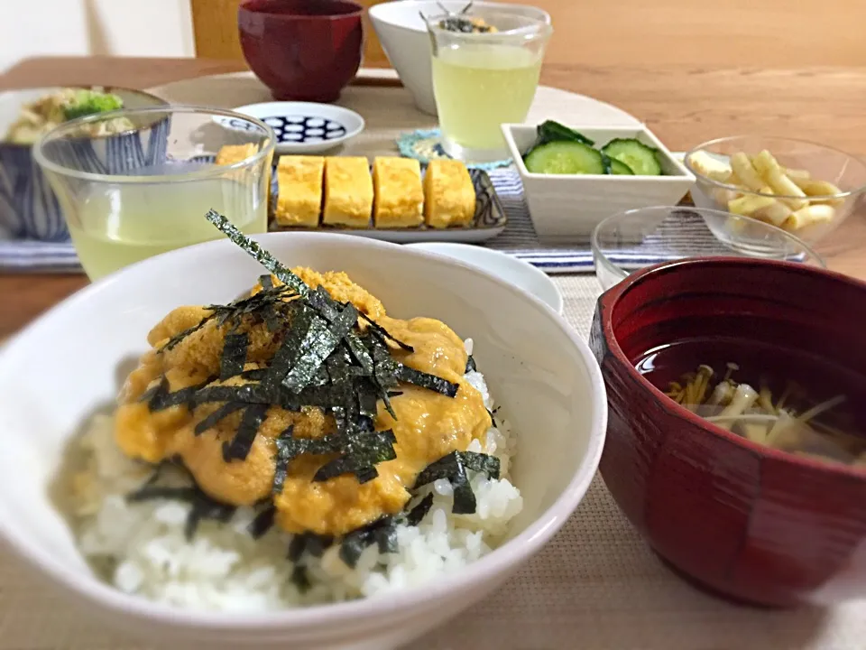 今日の夕飯(◍•ᴗ•◍)うにどーーん|あさこさん