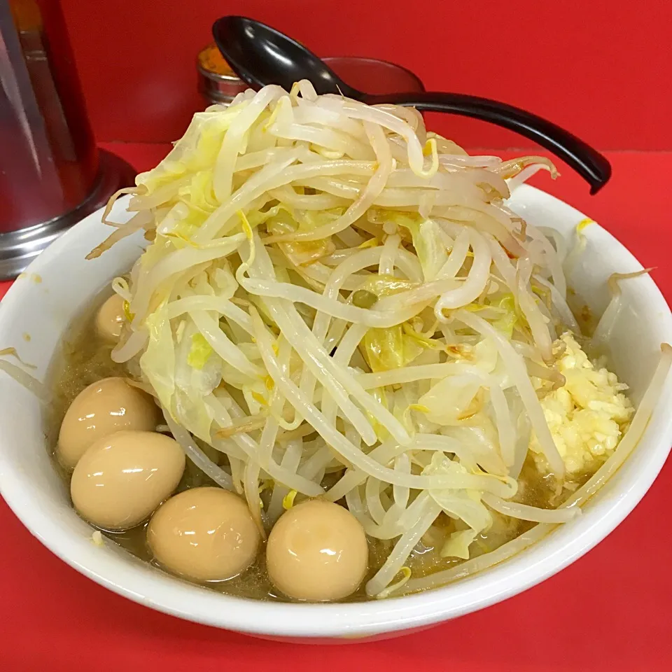 ラーメン二郎 守谷店 麺半分ニンニクヤサイウズラ|nanpuuさん