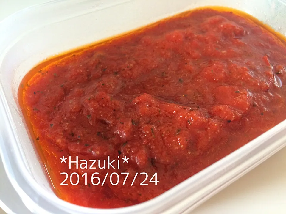 ピザソースにしたの🎵Yumi103さんの料理 簡単 レンジでtomato  sauce～🎵|Hazukiさん