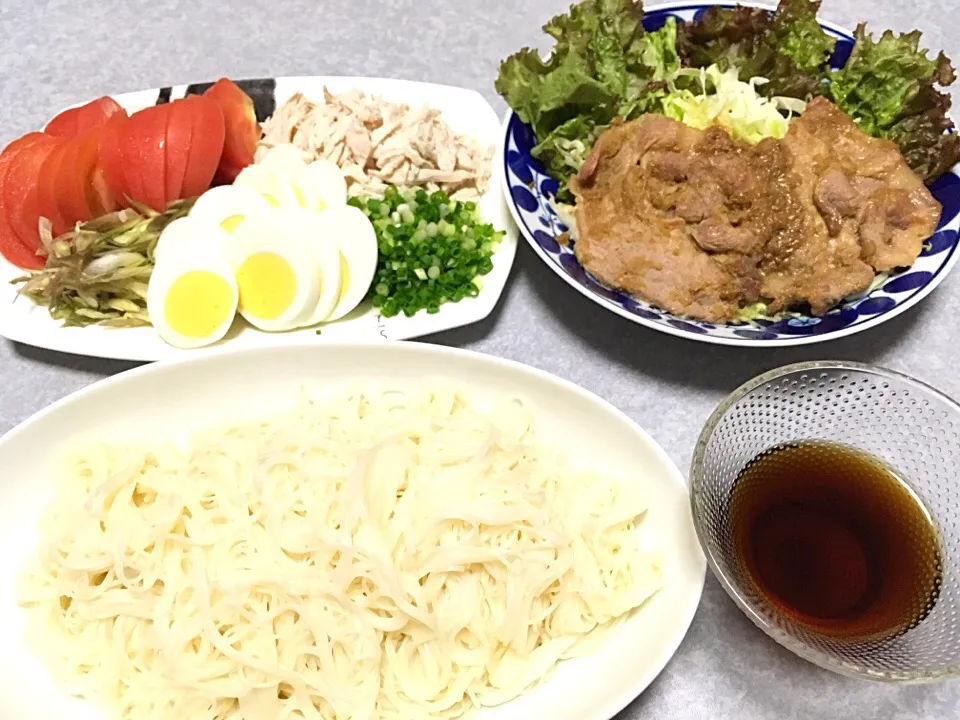 生姜焼きと素麺|Orie Uekiさん