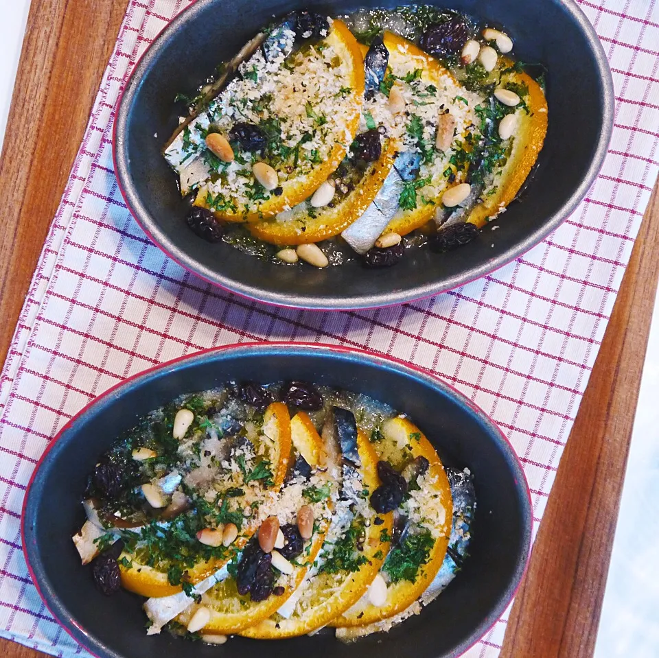 しめ鯖とオレンジのパン粉焼き|麻紀子さん