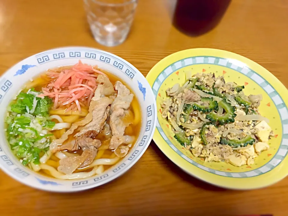 Snapdishの料理写真:沖縄風うどん ゴーヤチャンプルー|ken.toさん