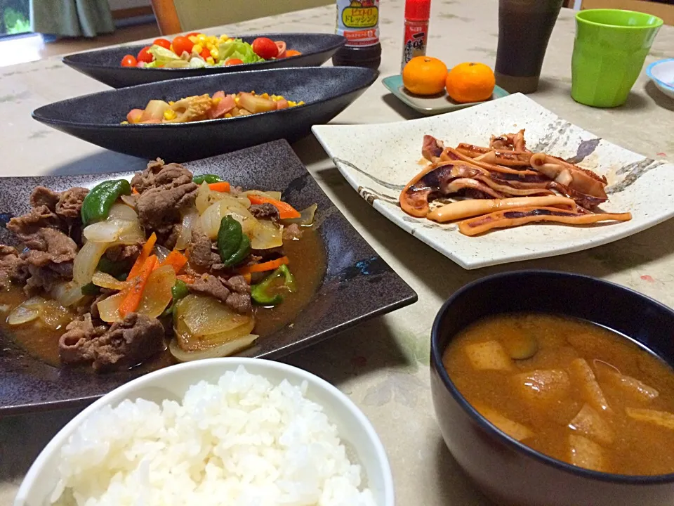 Snapdishの料理写真:今夜はあるもので夕飯😊|makoさん